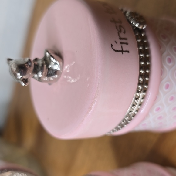 Demdaco First Tooth & First Curl Pink Ceramic Stoneware Keepsake - Picture 4 of 5